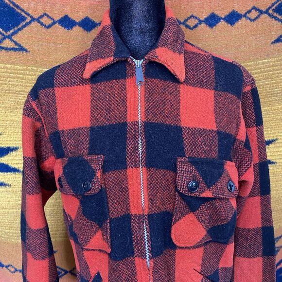 Vintage Oakbrook Sportswear Wool Zip Up Collared Buffalo Plaid House Coat. Small - Picture 2 of 15
